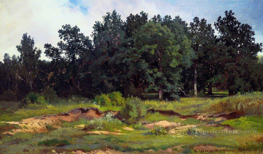 oak grove in a gray day 1873 classical landscape Ivan Ivanovich trees Oil Paintings